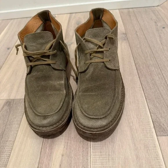 Vintage Made in Italy Vera Pelle Sz 9 green suede dress shoes - Picture 4 of 8